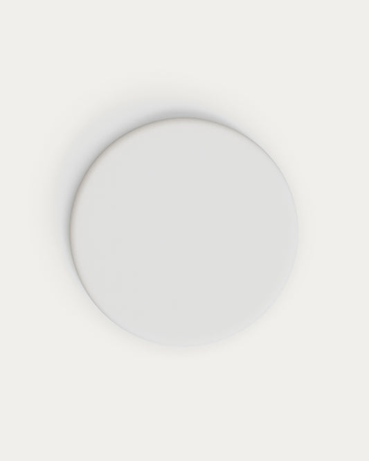 Dina outdoor round table with white cement top Ø70cm and white steel base 48x48x72cm
