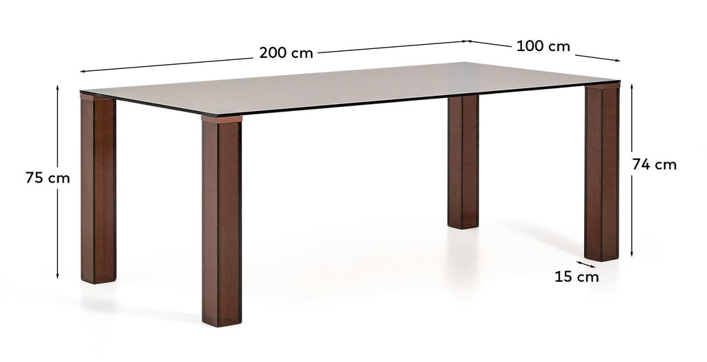 Adularia table in brown tempered glass 200 x 100cm