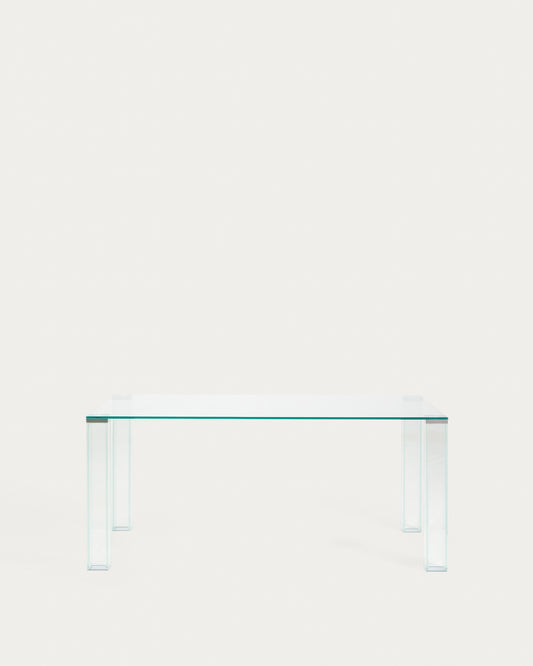 Adularia table in clear tempered glass 160 x 90cm