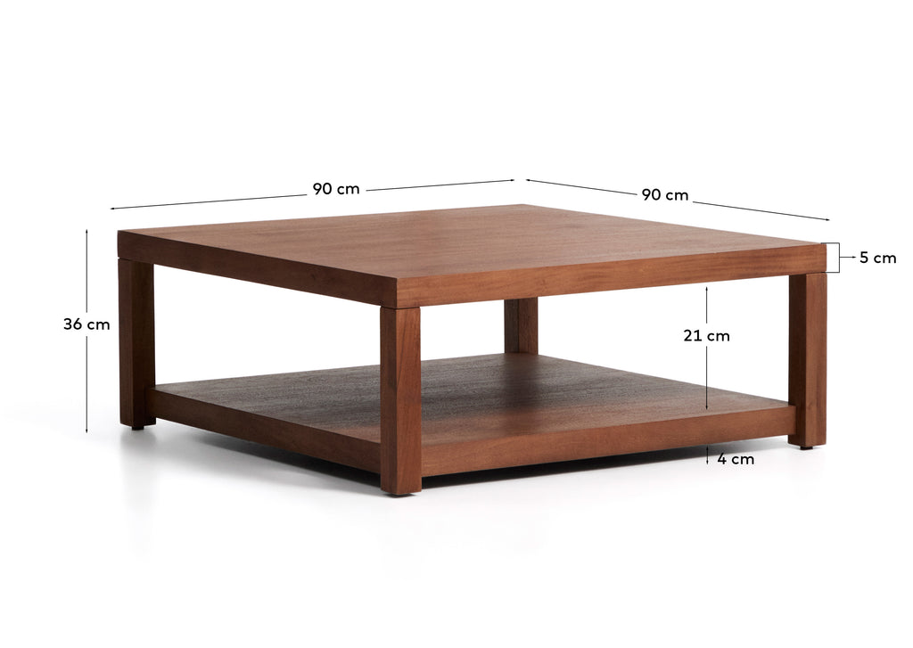Norani side table in solid acacia wood and acacia veneer 90 x 90 cm