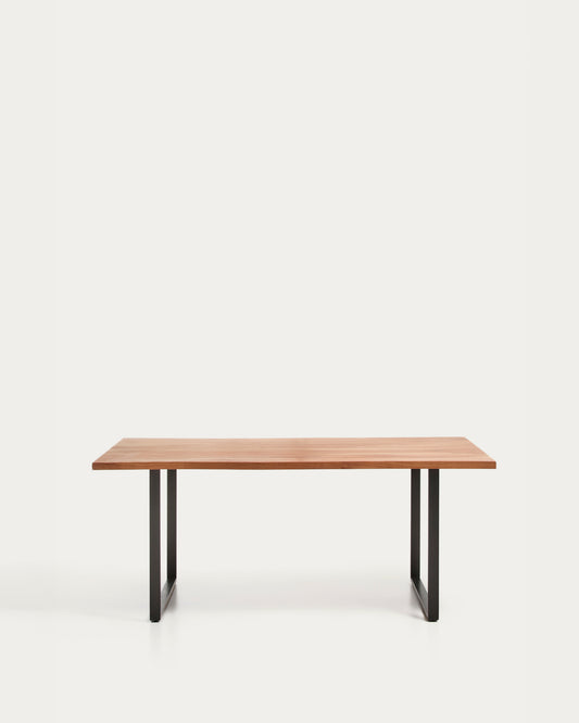 Uxue table in solid acacia wood with black steel legs 160 x 90 cm