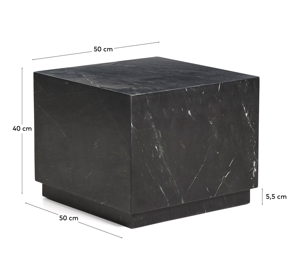 Sorein side table in black marble 50 x 50 cm