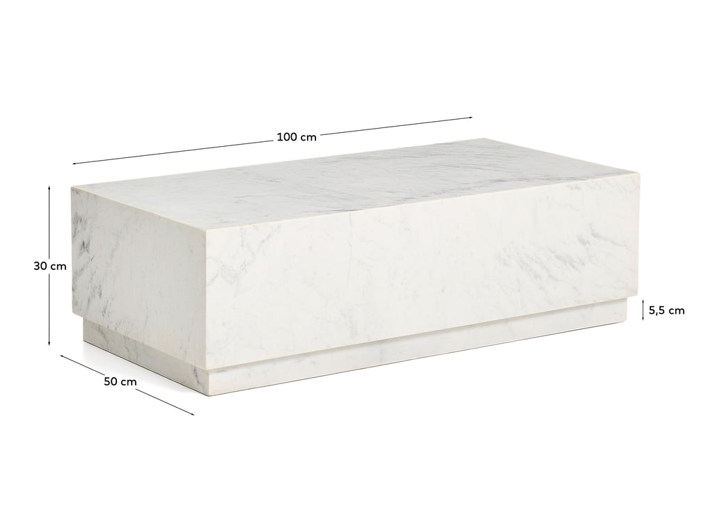 Sorein coffee table in white marble 100 x 50 cm