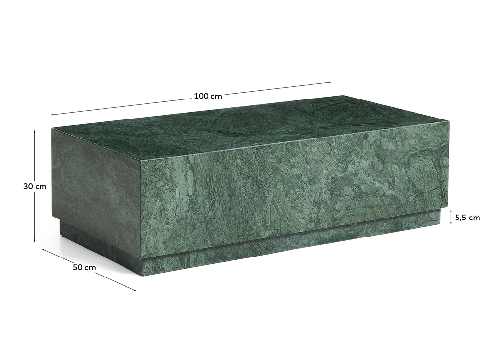 Sorein coffee table in green marble 100 x 50 cm