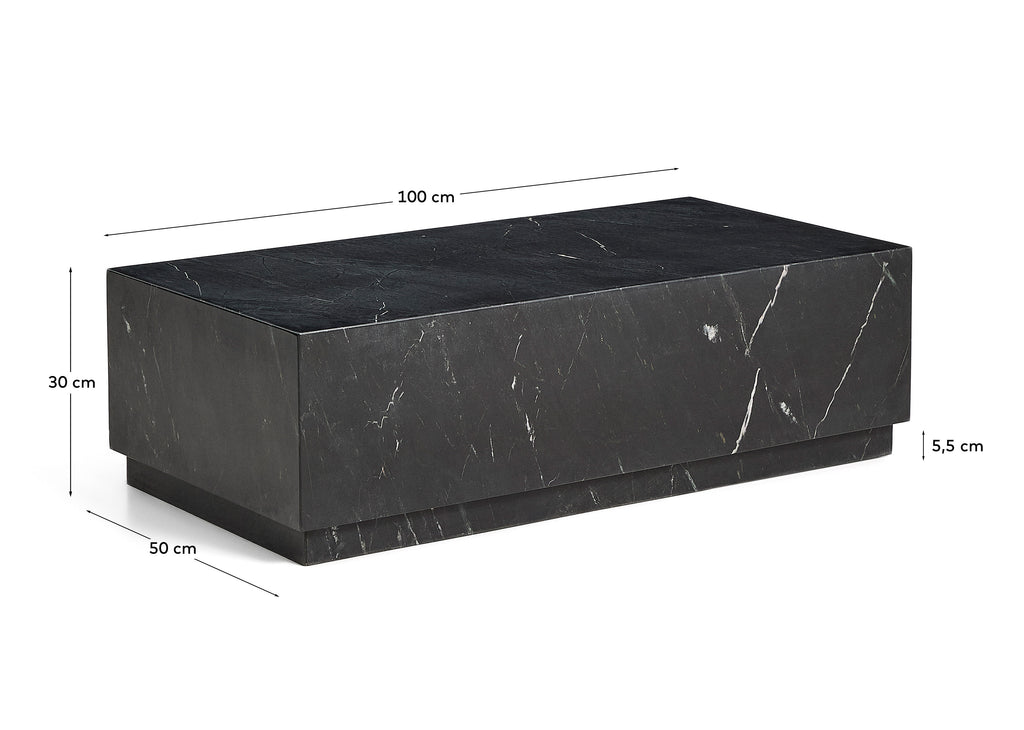 Sorein coffee table in black marble 100 x 50 cm
