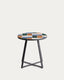 Tella round side table in graphite galvanised steel with multicoloured tiles Ø45 cm