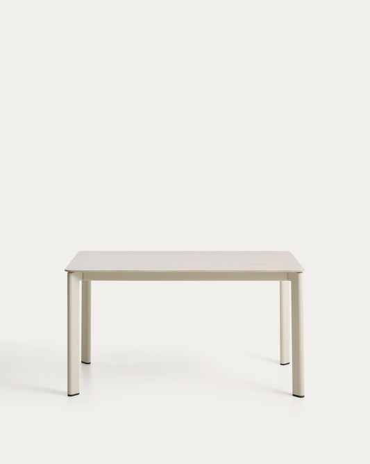 Anafi table in sintered stone and ecru aluminium 140 x 80 cm