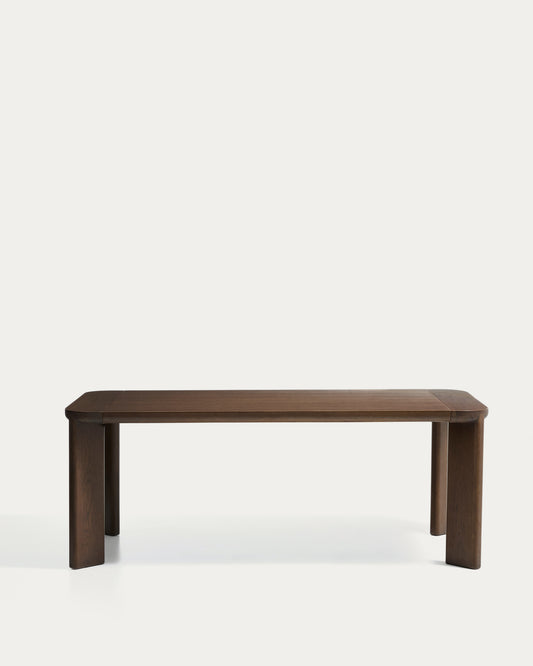 Jondal extendable table in solid oak wood and oak veneer with walnut finish FSC 100% 200 (286) x 100cm
