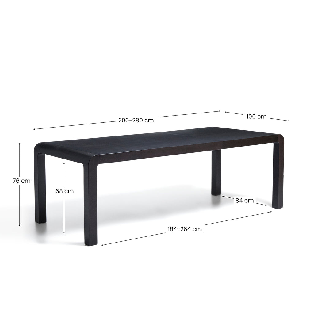 Erisia extendable table in solid oak wood with an ebonised finish 200 (280) x 100 cm FSC 100%