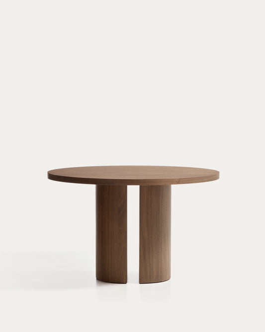 Nealy round table with a walnut veneer in a dark finish, Ø 120 cm