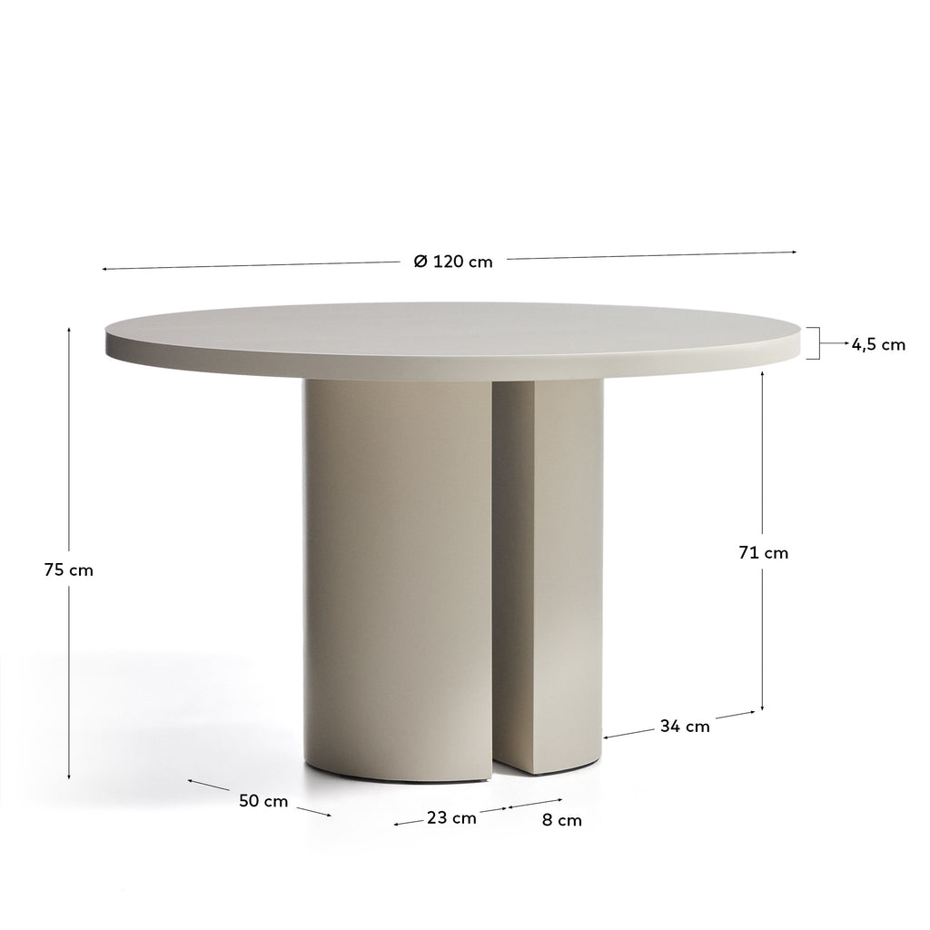 Nealy round table in lacquered MDF in an ecru finish, Ø 120 cm