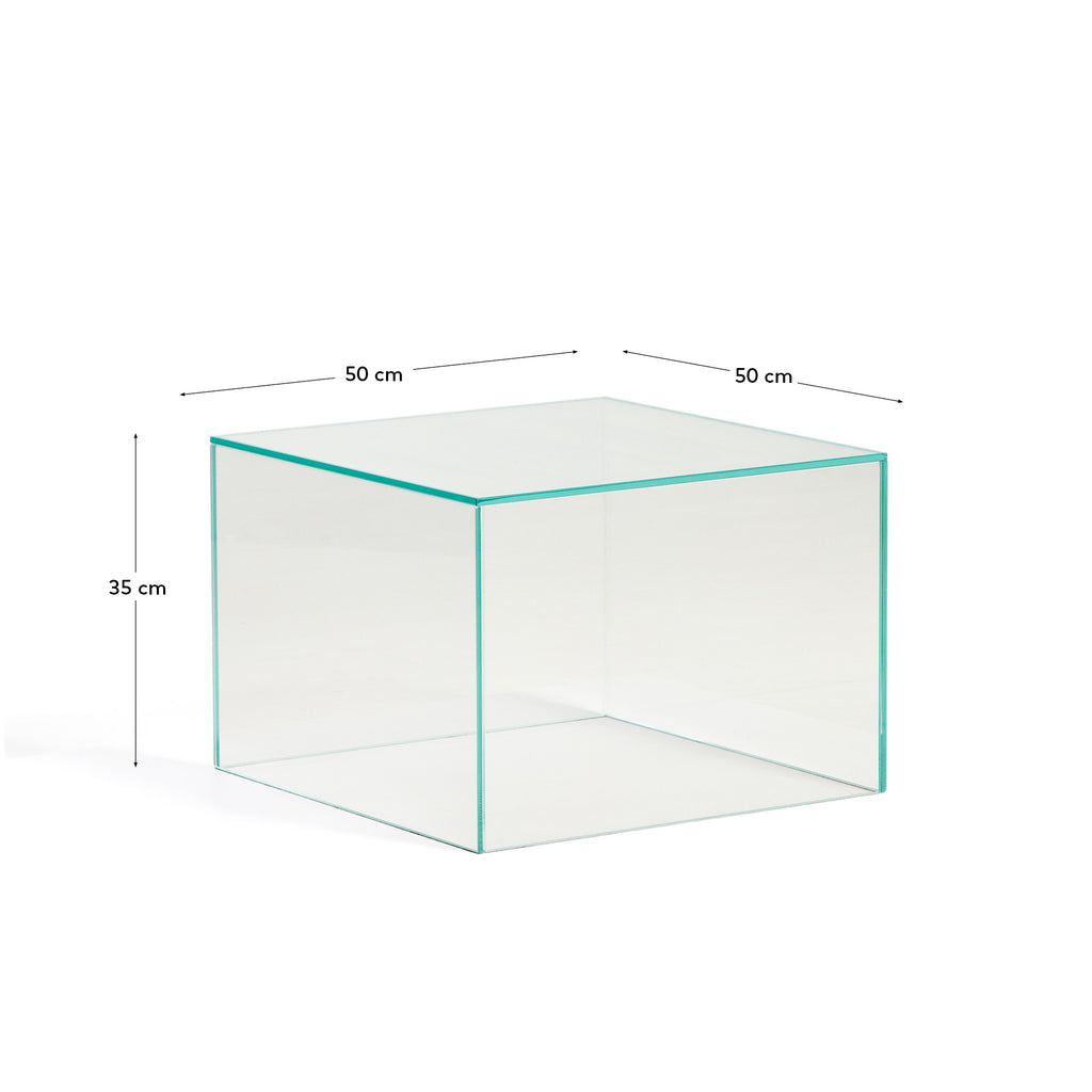 Orlia side table in clear tempered glass 50 x 50cm