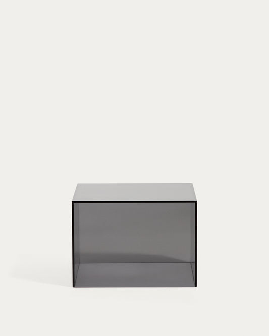 Orlia side table in dark grey tempered glass 50 x 50cm