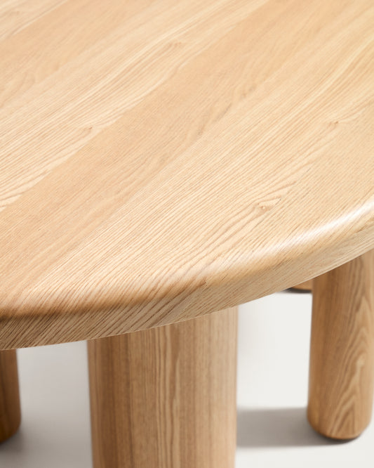 Mailen oval table in ash wood veneer with natural finish, Ø 180 x 105 cm