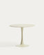 Round Vedira table in ecru ceramic and beige steel Ø90 cm