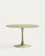 Round Vedira table in glass and green steel Ø120 cm
