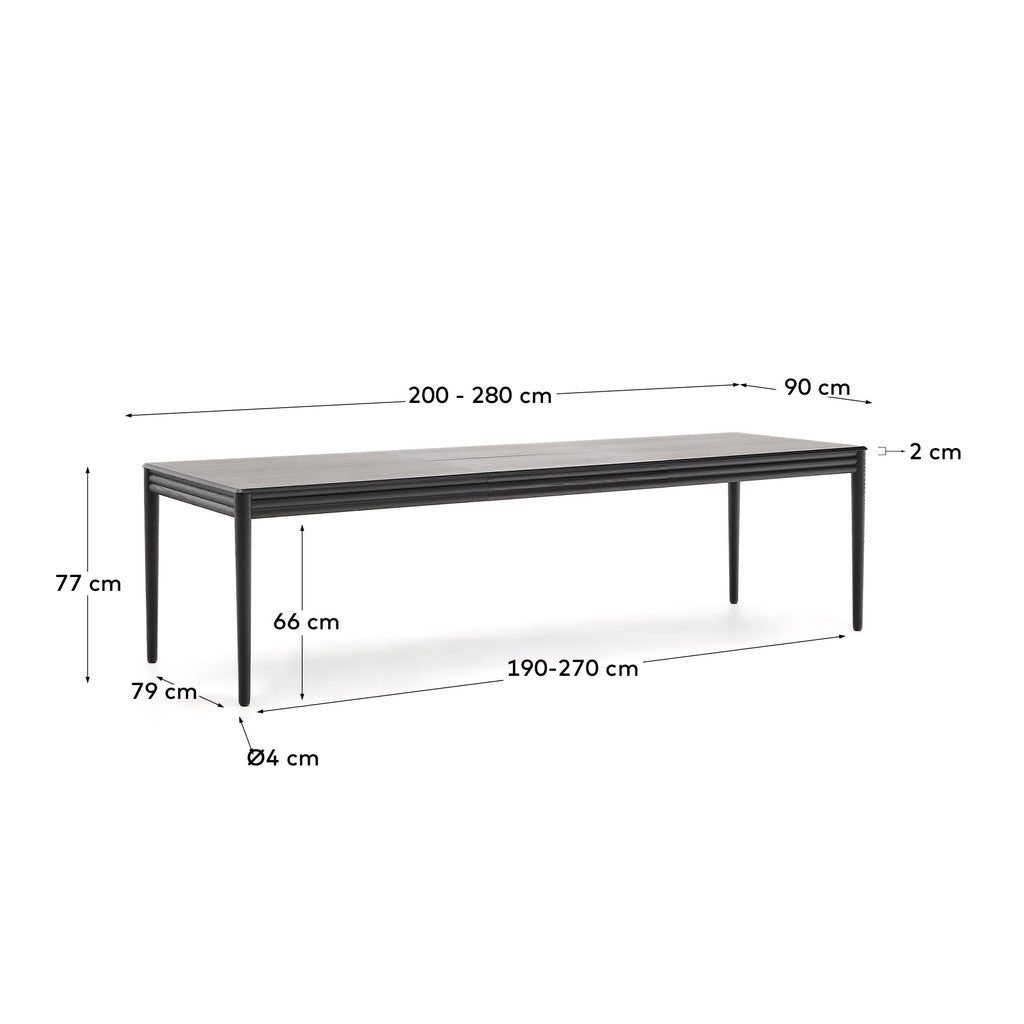 Lenon extending table in black oak veneer and solid oak 200(280)x90cm FSC Mix Credit