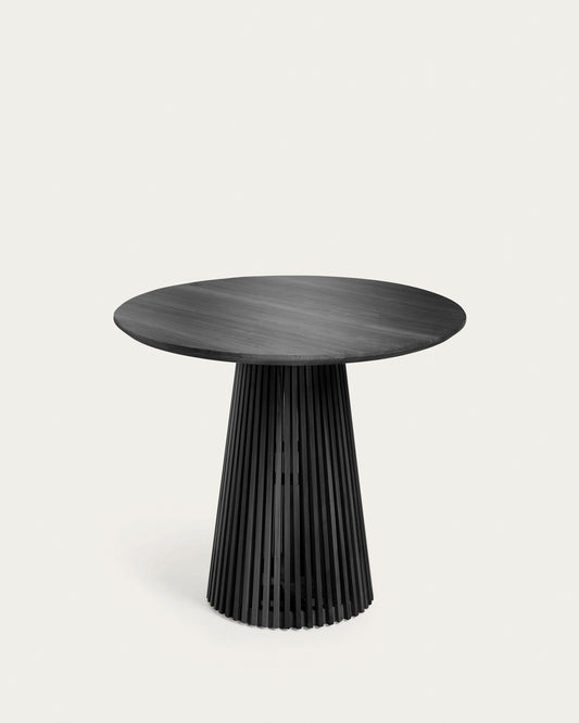 Jeanette round solid white cedar wood table in black, Ø 90 cm