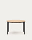 Montuiri extendable round table in oak veneer and steel legs with black finish, Ø 120 (200) cm