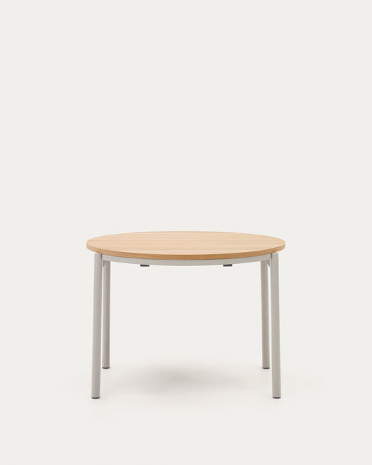 Montuiri round extendable table in oak veneer and with steel legs in a grey finish,  Ø90(170) cm