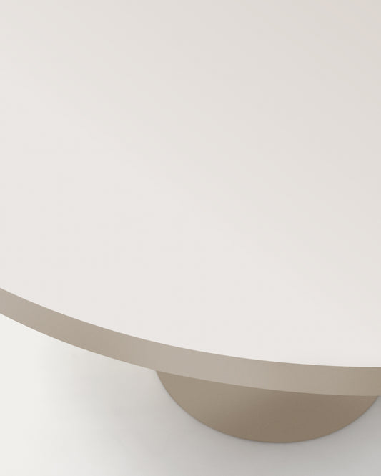 Nealy round table in lacquered MDF in an ecru finish, Ø 150 cm