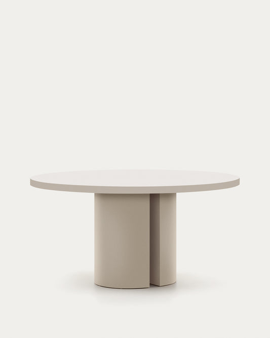 Nealy round table in lacquered MDF in an ecru finish, Ø 150 cm