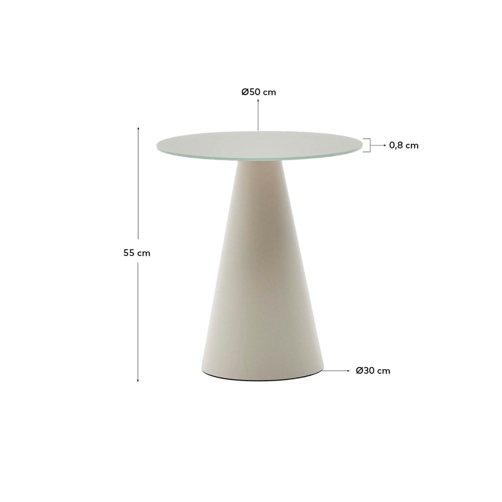 Wilshire tempered glass and metal side table with a matte grey finish, Ø 50 cm