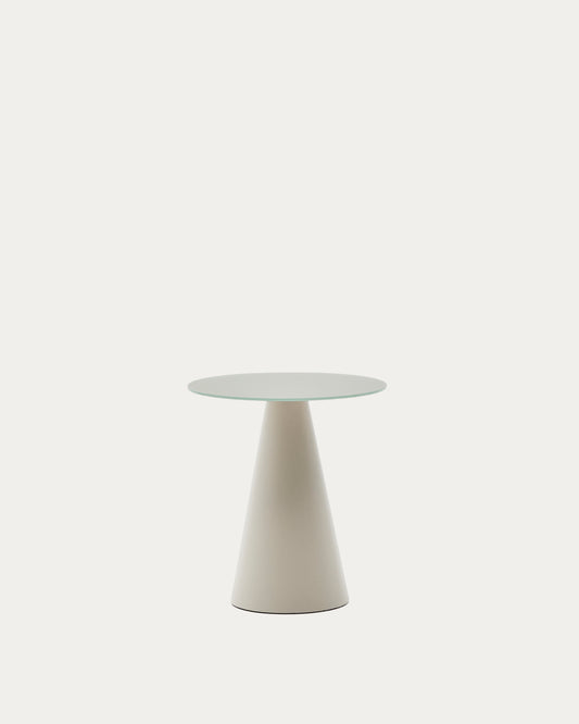 Wilshire tempered glass and metal side table with a matte grey finish, Ø 50 cm