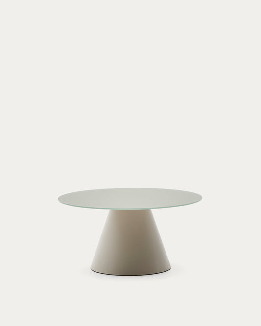 Wilshire tempered glass and metal coffee table with a matte grey finish, Ø 80 cm