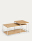 Yoana set of 2 nesting coffee tables with oak veneer and white metal structure