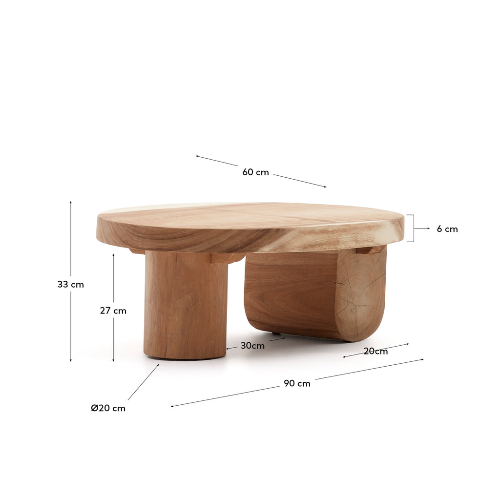 Mosi solid mungur wood coffee table Ø 90 x 60 cm