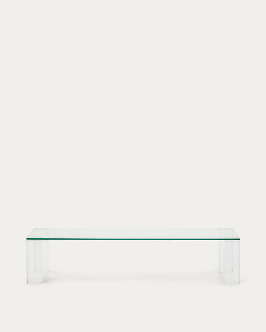 Adularia transparent, tempered-glass coffee table, 140 x 60 cm