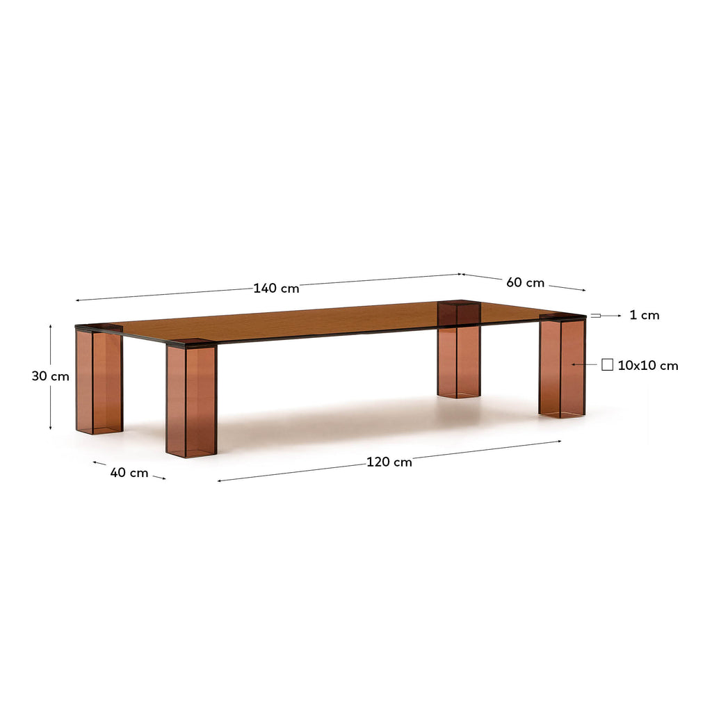 Adularia brown, tempered-glass coffee table, 140 x 60 cm