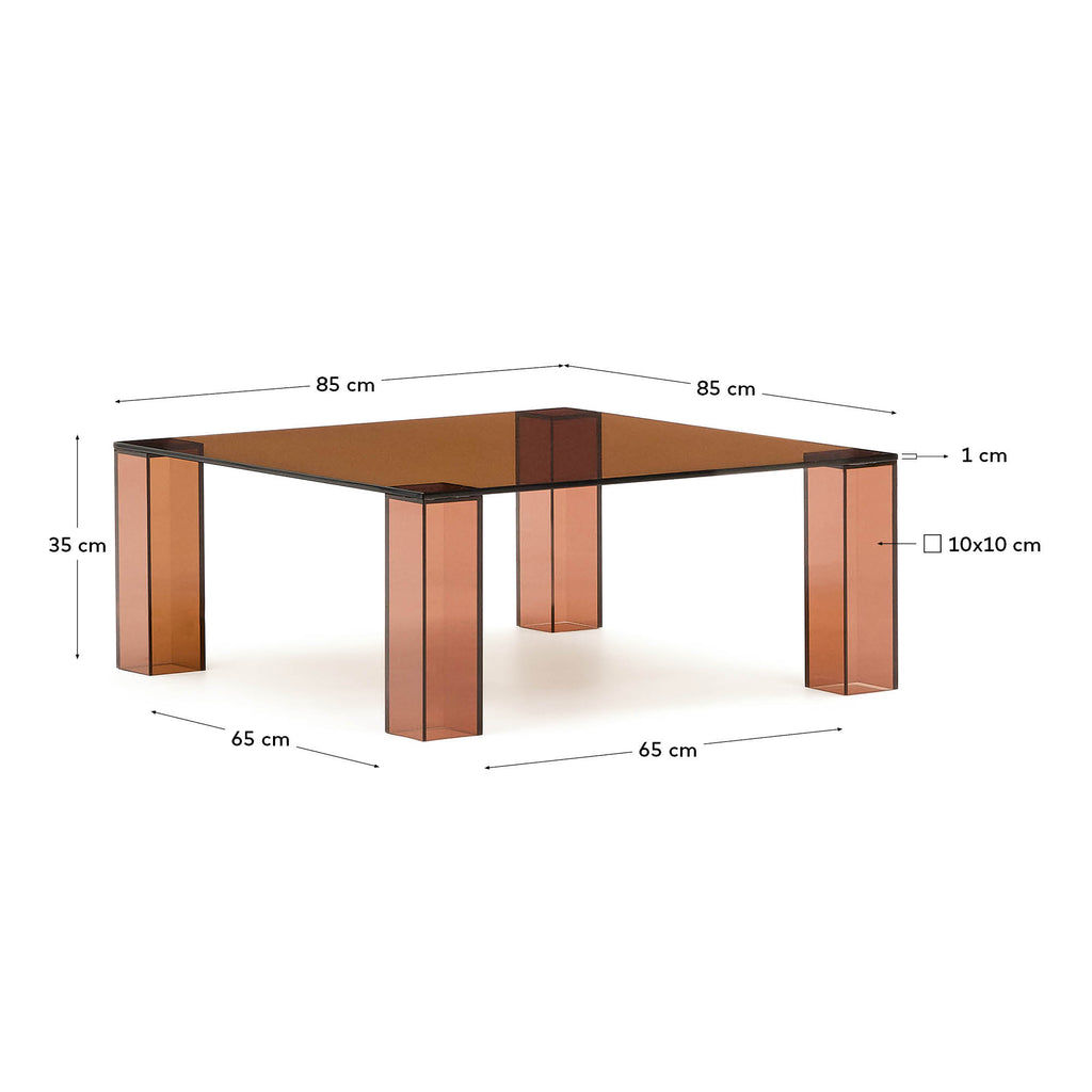 Adularia brown, tempered-glass side table, 85 x 85 cm