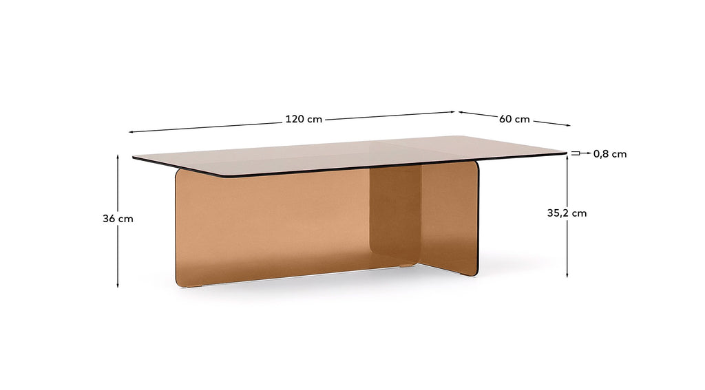 Zaren brown, tempered-glass coffee table, 120 x 60 cm