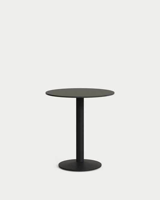 Esilda round outdoor table in black with metal leg in a painted black finish, Ø 70 x 70 cm
