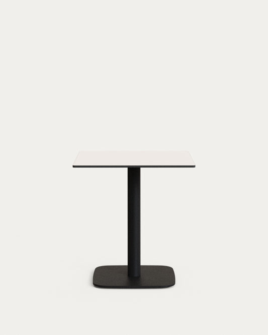 Dina outdoor table in white with metal legal in a painted white finish, 68 x 68 x 70 cm