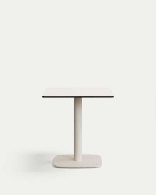 Dina outdoor table in white with metal leg in a painted white finish, 68 x 68 x 70 cm
