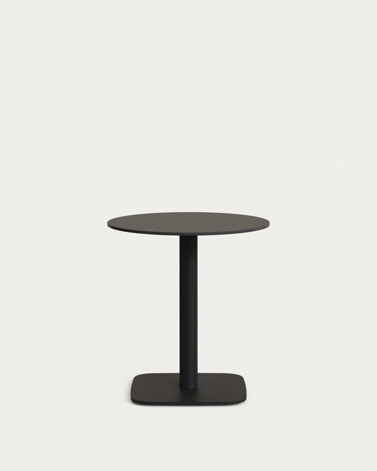 Dina round outdoor table in black with metal legal in a painted black finish, Ø 68x70 cm