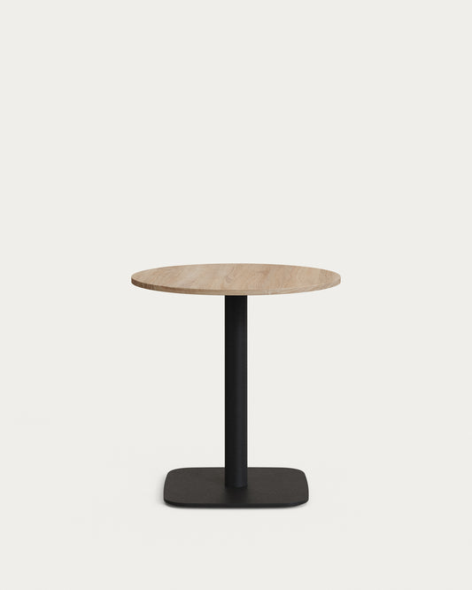 Dina round table in natural finish melamine with metal leg in a painted black finish, Ø68x70cm