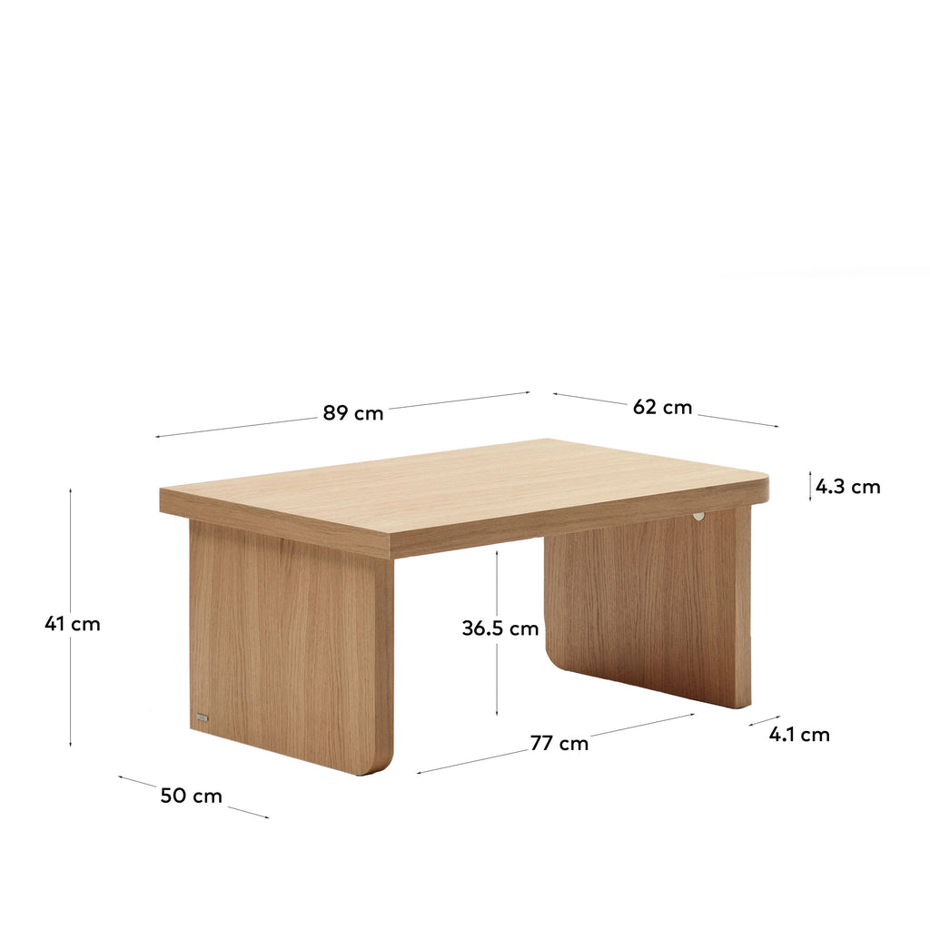 Oaq set of 2 coffee tables in oak wood veneer with natural finish FSC Mix Credit