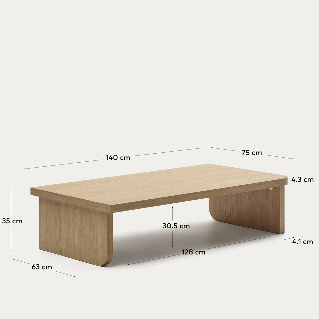 Oaq coffee table in oak wood veneer with natural finish, 140 x 75 cm FSC Mix Credit