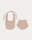 Prune pink bib and bandana set made of 100% cotton