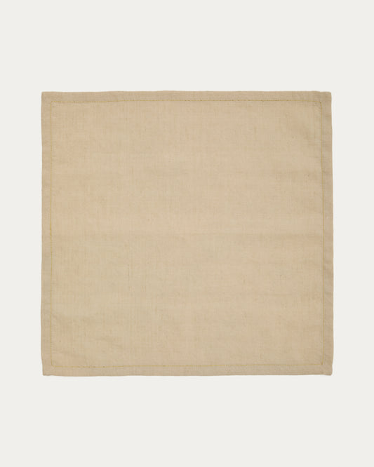 Oreti set of beige cotton and linen napkins with gold-coloured lurex embroidered detail
