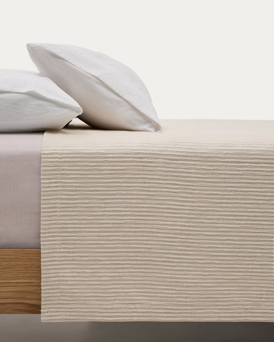 Vindi ecru, 100% cotton bedspread with fantasy stripes for 90/135 cm bed