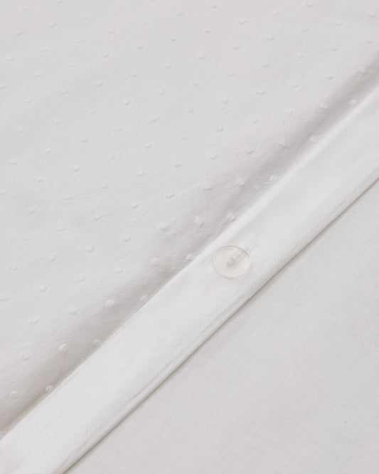 Atenie white duvet cover and pillowcase set, 100% cotton percale, plumeti detail, 90 cm bed
