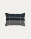 Eron blue checked linen cushion cover with fringing 40 x 60cm