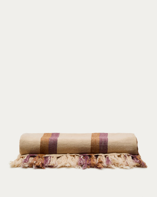 Arven multicoloured striped 100% linen blanket 130 x 170cm