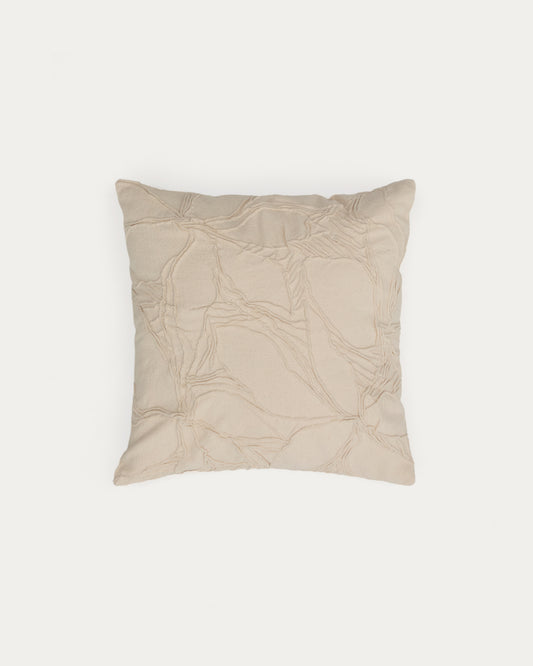 Zira beige flower detail cotton cushion cover 45 x 45cm