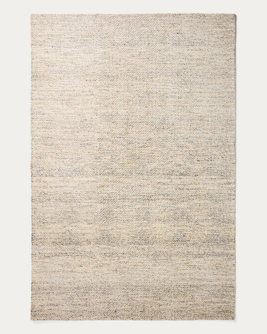 Lenuo ecru wool and cotton jacquard rug 200 x 300cm